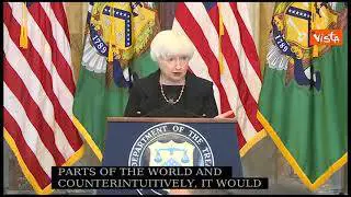 La segretaria al Tesoro Usa Yellen: "Controproducente un embargo totale Ue da energia russa"