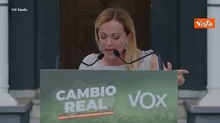 "Viva l'Europa dei patrioti", standing ovation per Giorgia Meloni al suo comizio in Andalusia