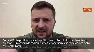 SOTTOTITOLI Zelensky: "Grazie all'Italia per supporto politico finanziario e difensivo"