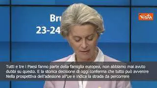 SOTTOTITOLI Von der Leyen: "Decisione su Ucraina, Moldova e Georgia segno di speranza"