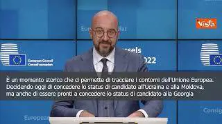 SOTTOTITOLI Ucraina e Moldova candidate all'Ue Michel: "Momento storico per Unione"