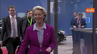 Consiglio Ue, l'arrivo della presidente della Commissione von der Leyen