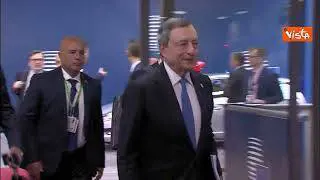 Consiglio Ue, l'arrivo del Presidente Mario Draghi alla seconda giornata del vertice