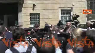 Salvini rientra nella sede della Lega dopo il voto sulla fiducia in Senato