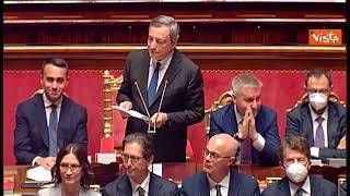 Draghi interrotto alla fine del discorso, interviene la Casellati. Poi la standing ovation