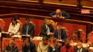 Crisi di Governo, il colloquio di Draghi con D'Incà in Aula al Senato
