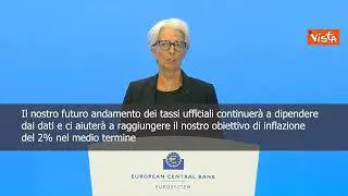 SOTTOTITOLI Lagarde: Tassi futuri dipenderenno dai dati. Obiettivo è inflazione al 2%