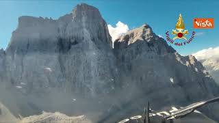 Frana sul Monte Pelmo, ecco le immagini del sorvolo dell’elicottero dei Vigili del Fuoco