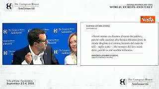 Siparietto al Forum Ambrosetti tra Salvini e Meloni per le slide presentate dal leader della Lega