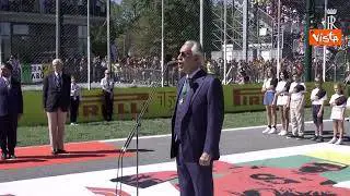 Gran Premio Monza, il volo delle Frecce Tricolori dopo l'inno cantato da Bocelli