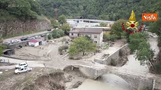 Alluvione Marche, si contano i danni. Ecco il con il drone sulla zona di Cantiano