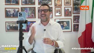 Maratona Salvini, il leader della Lega fa una “pausa caffè” con un follower in diretta sui social