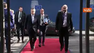 Draghi arriva alla riunione del Consiglio europeo