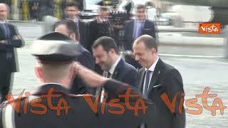 L’ingresso al Quirinale di Salvini e della delegazione della Lega alle consultazioni con Mattarella