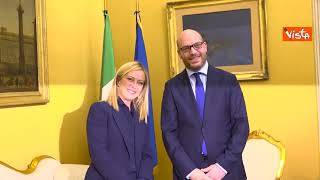Meloni a Montecitorio incontra il Presidente della Camera Fontana