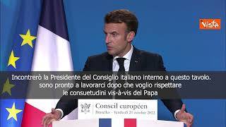 SOTTOTITOLI Macron: "Pronto a lavorare con Meloni, la vedrò al tavolo del Consiglio Ue"
