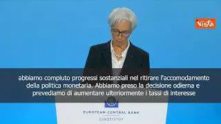 Lagarde: "Aumento tassi di 75 punti base"