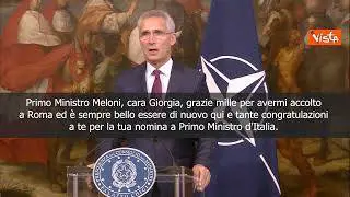Stoltenberg: "Auguri a Meloni, non vedo l'ora di lavorare insieme"