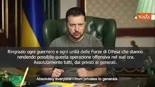 SOTTOTITOLI Zelensky: "Grazie a tutti coloro che hanno contribuito a questa giornata per Kherson"