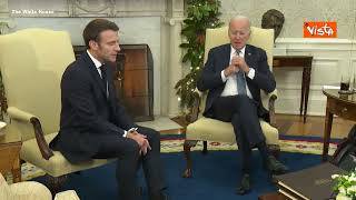 Macron negli Usa da Biden: “Vogliamo arrivare ad una pace sostenibile per l’Ucraina”