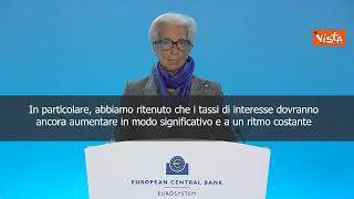 SOTTOTITOLI La Bce alza i tassi di interesse di 50 punti base, l'annuncio di Lagarde