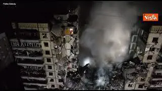 Attacco missilistico a Dnipro, le immagini del drone