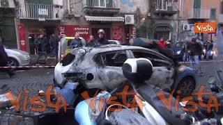Napoli - Eintracht, incendiata auto della Polizia