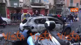 Napoli - Eintracht, incendiata auto della Polizia