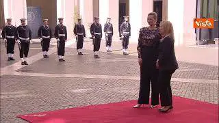 Meloni riceve la premier danese Mette Frederiksen a palazzo Chigi