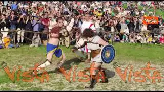 Lotte tra gladiatori al Circo Massimo per la celebrazione del Natale di Roma