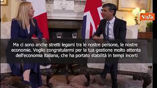 Sunak a Meloni: Tua gestione dell'economia ha portato stabilità