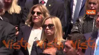 La premier Giorgia Meloni al funerale del Senatore Andrea Augello