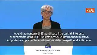 Bce alza i tassi di 25 punti base, Lagarde: "Inflazione ancora troppo alta"