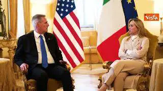 Meloni incontra speaker Camera Usa McCarthy a Palazzo Chigi