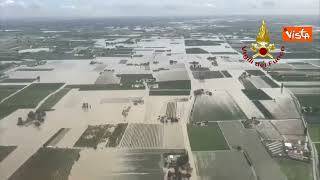 Maltempo Emilia-Romagna, il sorvolo in elicottero delle zone alluvionate a Pieve Cesato