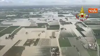 Maltempo Emilia-Romagna, il sorvolo in elicottero delle zone alluvionate a Pieve Cesato