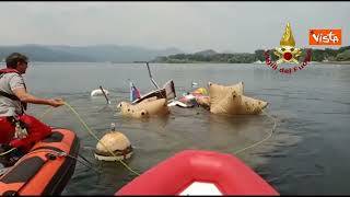 Barca affondata nel Lago Maggiore, le operazioni di recupero