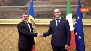Il Presidente della Camera Fontana riceve il Presidente del Parlamento della Moldova, Grosu