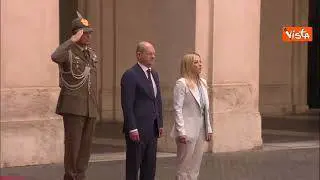 Meloni riceve il Cancelliere tedesco Scholz a Palazzo Chigi