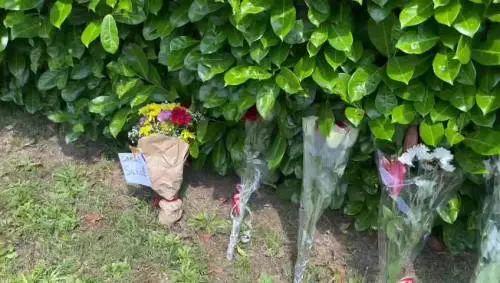 Fiori per Silvio Berlusconi davanti alla Villa San Martino ad Arcore