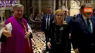 L'arrivo di Ignazio La Russa al Duomo di Milano per i funerali di Stato di Silvio Berlusconi