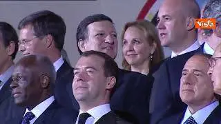 Berlusconi accoglie i leader al G8 all'Aquila nel 2009, tra loro Obama e Gheddafi ARCHIVIO