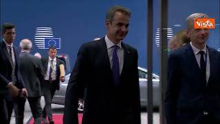 Mitsotakis arriva al Consiglio Ue di Bruxelles
