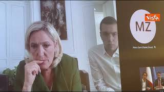 Salvini parla con Le Pen in videoconferenza, le immagini