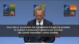 Stoltenberg: Svezia presto nella Nato, trovato l'accordo