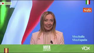 Meloni a Vox: "In Europa è arrivato il tempo dei patrioti"