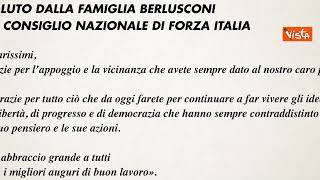 Forza Italia, Tajani legge la lettera dei figli di Berlusconi: "Grazie..."