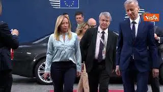 Meloni arriva al vertice Ue-Celac all'Europa Building di Bruxelles