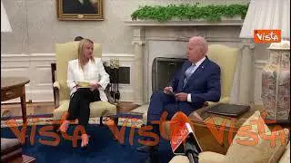 Meloni incontra Biden alla Casa Bianca, la stretta di mano