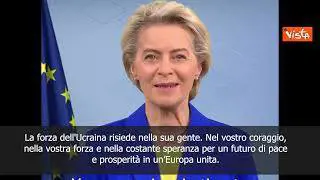 Indipendenza Ucraina, von der Leyen: Al vostro fianco fino alla libertà
